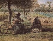 Jean Francois Millet The smoking have a break oil painting